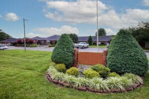 The grassy area in front of Cherrywood